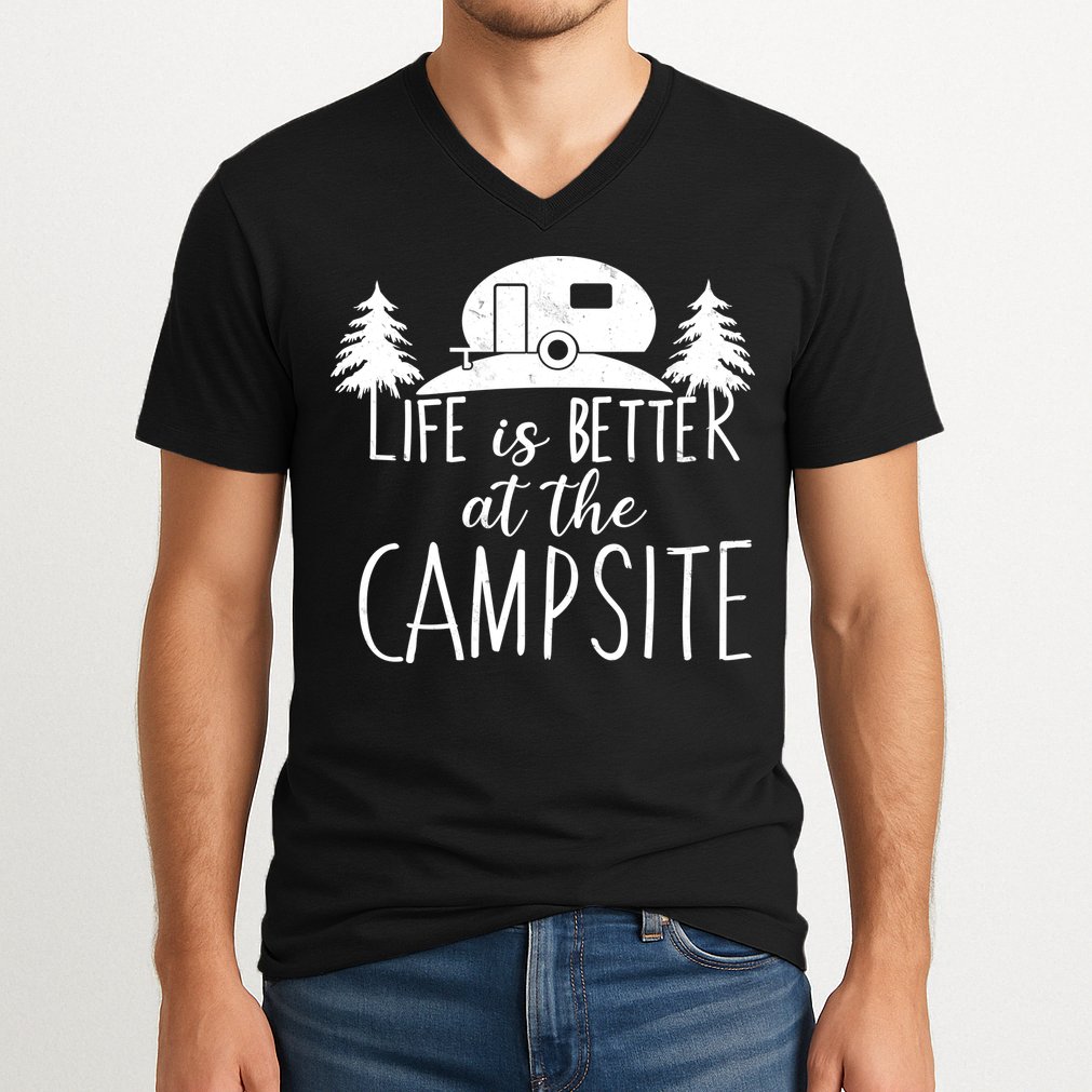 Retro Life is Better At The Campsite  V-Neck T-Shirt