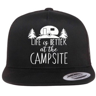 Retro Life is Better At The Campsite  Flat Bill Trucker Hat