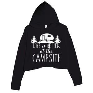 Retro Life is Better At The Campsite  Crop Fleece Hoodie