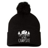 Retro Life is Better At The Campsite  Pom Pom 12in Knit Beanie