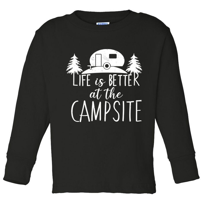 Retro Life is Better At The Campsite  Toddler Long Sleeve Shirt