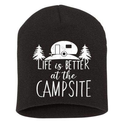 Retro Life is Better At The Campsite  Short Acrylic Beanie