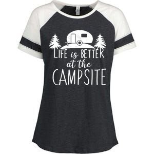 Retro Life is Better At The Campsite  Enza Ladies Jersey Colorblock Tee