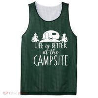 Retro Life is Better At The Campsite  Mesh Reversible Basketball Jersey Tank