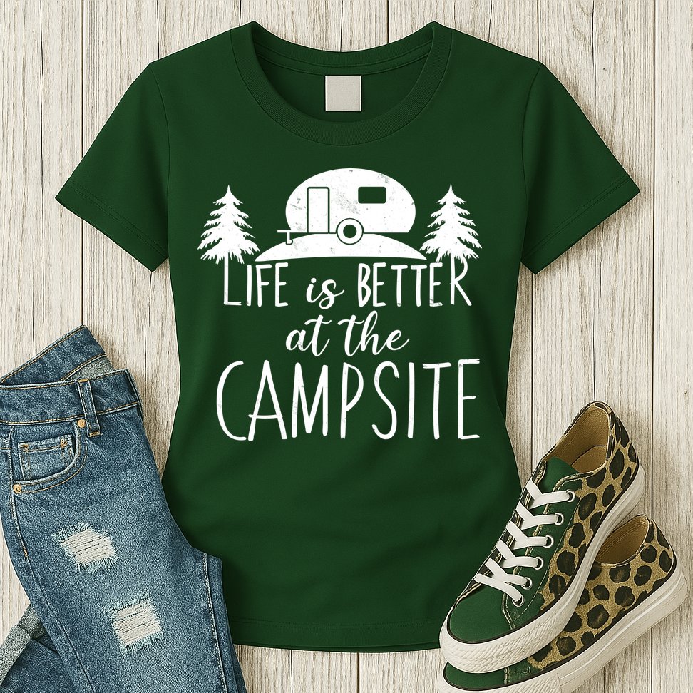 Retro Life is Better At The Campsite  Womens T-Shirt