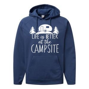 Retro Life is Better At The Campsite  Performance Fleece Hoodie