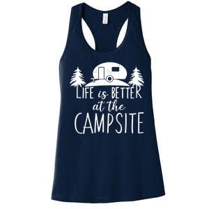 Retro Life is Better At The Campsite  Women's Racerback Tank