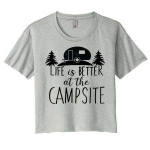 Retro Life is Better At The Campsite  Women's Crop Top Tee