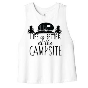 Retro Life is Better At The Campsite  Women's Racerback Cropped Tank