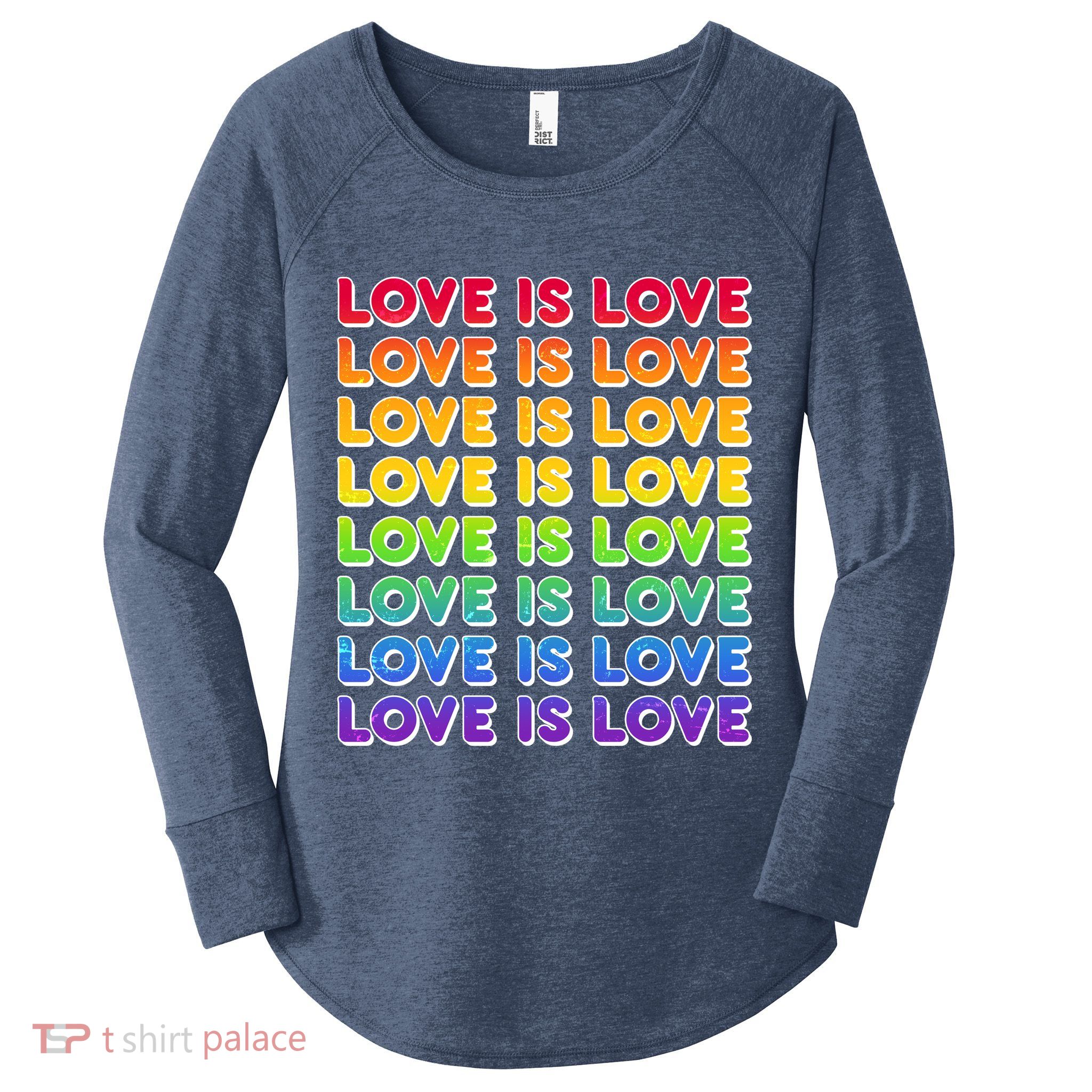 Retro Love is Love LGBT Rainbow Women's Perfect Tri Tunic Long Sleeve Shirt