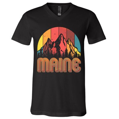 Retro Maine V-Neck T-Shirt