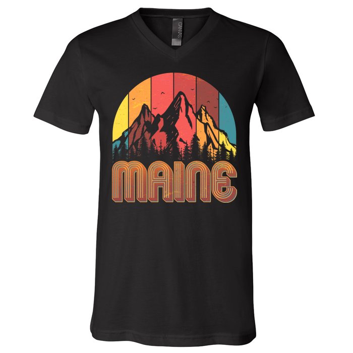 Retro Maine V-Neck T-Shirt