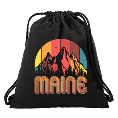 Retro Maine Drawstring Bag