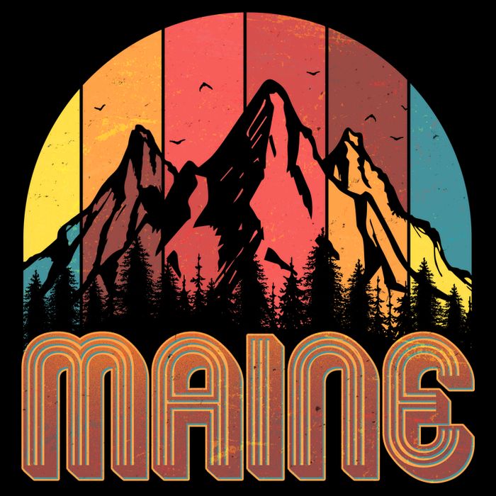 Retro Maine Drawstring Bag