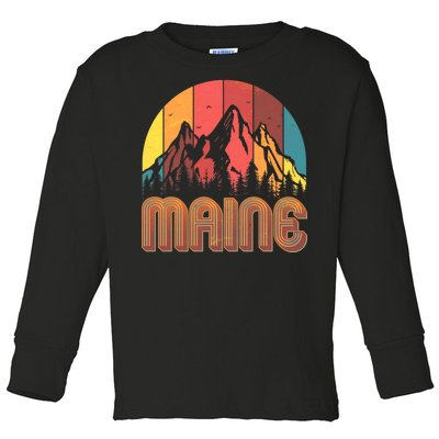 Retro Maine Toddler Long Sleeve Shirt