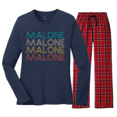 Retro Malone Women's Long Sleeve Flannel Pajama Set 