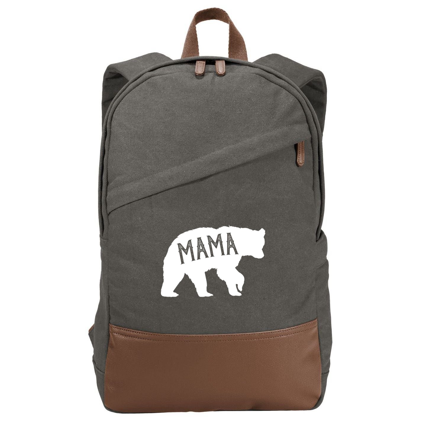 Retro Mama Bear Cotton Canvas Backpack