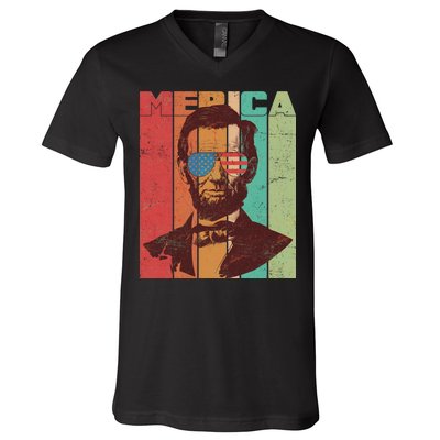 Retro Merica Lincoln V-Neck T-Shirt