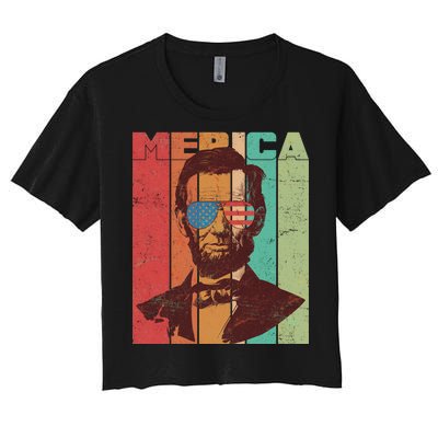 Retro Merica Lincoln Women's Crop Top Tee