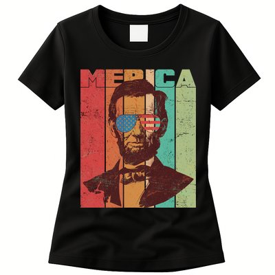 Retro Merica Lincoln Womens T-Shirt