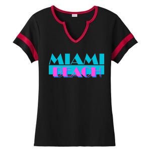 Retro Miami Beach Logo Ladies Halftime Notch Neck Tee