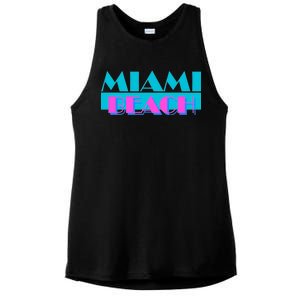 Retro Miami Beach Logo Ladies PosiCharge Tri-Blend Wicking Tank