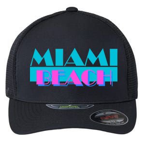 Retro Miami Beach Logo Flexfit Unipanel Trucker Cap