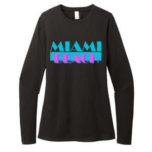 Retro Miami Beach Logo Womens CVC Long Sleeve Shirt