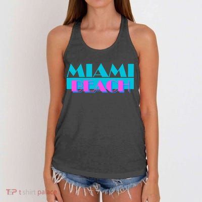 Retro Miami Beach Logo Women's Knotted Racerback Tank