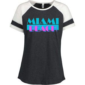 Retro Miami Beach Logo Enza Ladies Jersey Colorblock Tee