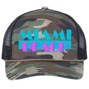 Retro Miami Beach Logo Retro Rope Trucker Hat Cap