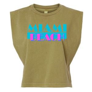 Retro Miami Beach Logo Garment-Dyed Women's Muscle Tee