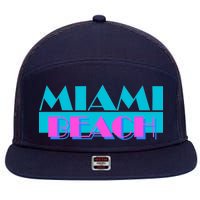 Retro Miami Beach Logo 7 Panel Mesh Trucker Snapback Hat