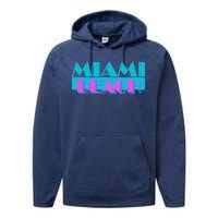 Retro Miami Beach Logo Performance Fleece Hoodie