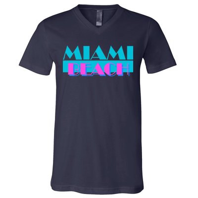 Retro Miami Beach Logo V-Neck T-Shirt