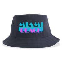 Retro Miami Beach Logo Sustainable Bucket Hat