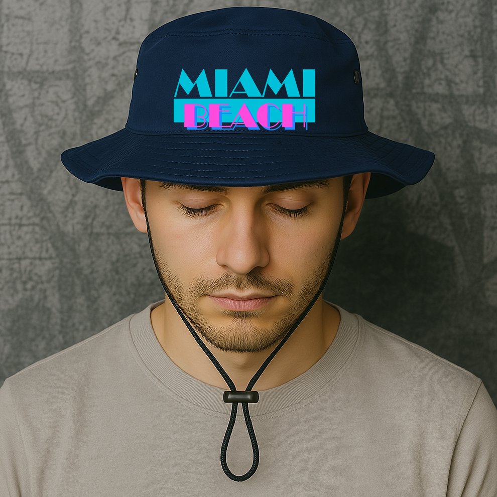 Retro Miami Beach Logo Bucket Hat
