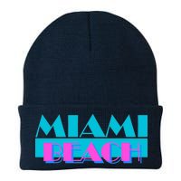 Retro Miami Beach Logo Knit Cap Winter Beanie