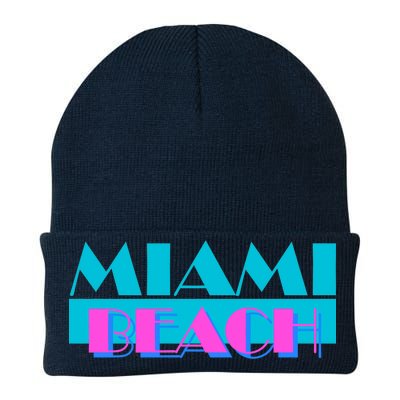 Retro Miami Beach Logo Knit Cap Winter Beanie