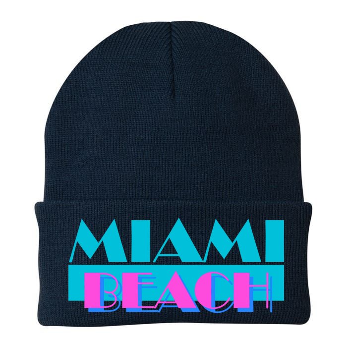 Retro Miami Beach Logo Knit Cap Winter Beanie