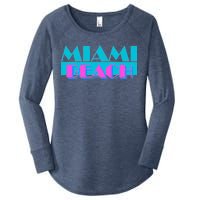 Retro Miami Beach Logo Women's Perfect Tri Tunic Long Sleeve Shirt