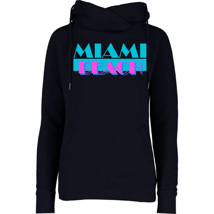 Retro Miami Beach Logo Womens Funnel Neck Pullover Hood