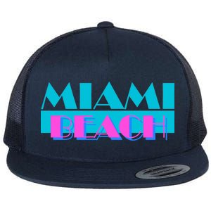 Retro Miami Beach Logo Flat Bill Trucker Hat