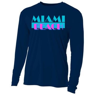 Retro Miami Beach Logo Cooling Performance Long Sleeve Crew