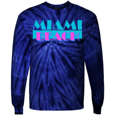 Retro Miami Beach Logo Tie-Dye Long Sleeve Shirt