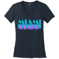 Retro Miami Beach Logo Women's V-Neck T-Shirt