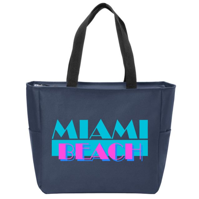 Retro Miami Beach Logo Zip Tote Bag