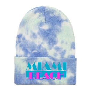 Retro Miami Beach Logo Tie Dye 12in Knit Beanie