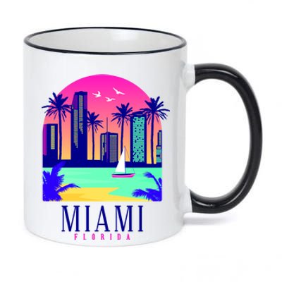 Retro Miami Florida 11oz Black Color Changing Mug