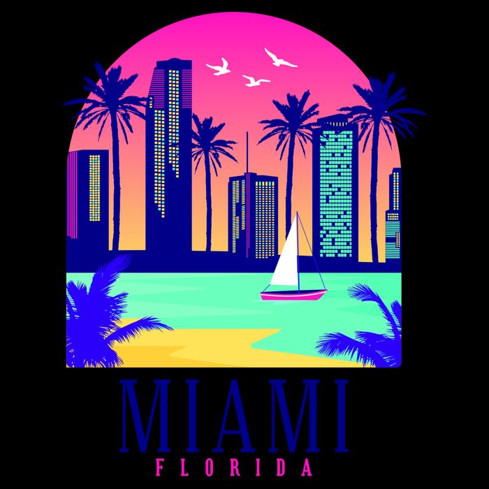 Retro Miami Florida Drawstring Bag